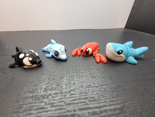Sea Creature 4-Pack (Orca, Dolphin, Lobster, Great White)